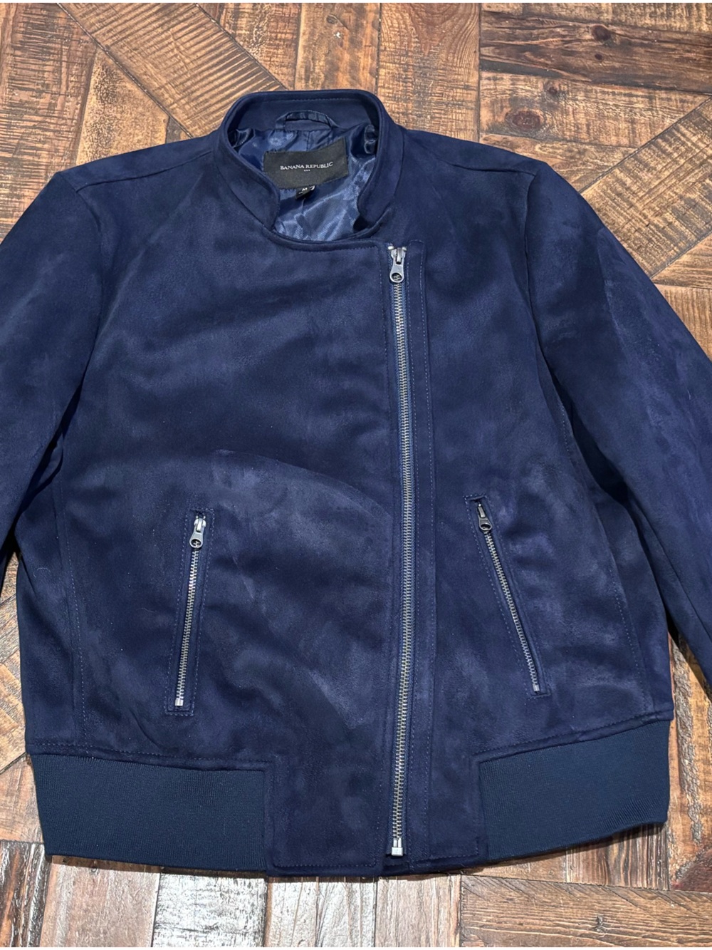 Banana Republic Dark Blue Vegan Suede Jacket in size Medium. Great condition! - Picture 2 of 15